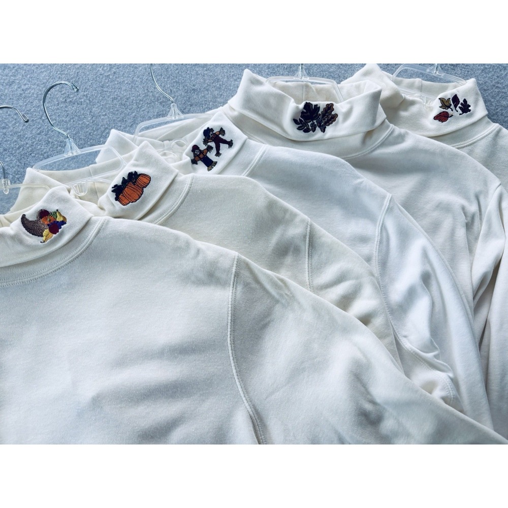 Vintage Lot Of 5 Cignal  & Koret Fall Embroidered Turtlenecks - NWT Womens 2X XL